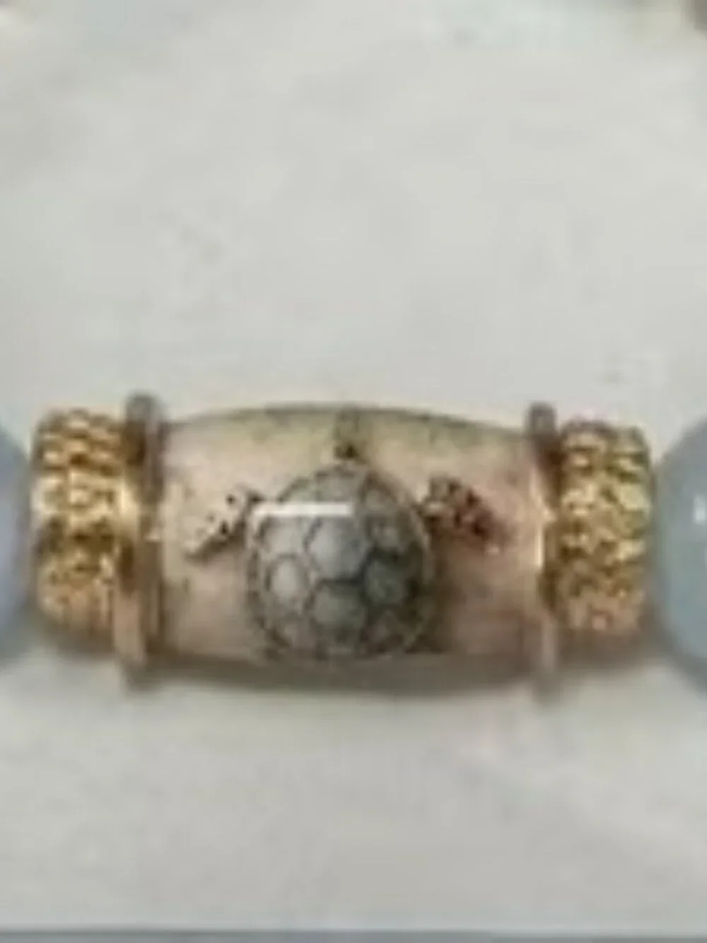Crystal Bead Bracelet with Ceramic Sea Turtle Pendant & Gold-tone Starfish